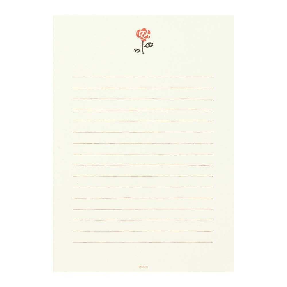 ミドリ 便箋 しあわせをはこぶ手紙 ラッキーモチーフ柄入 4柄×6枚