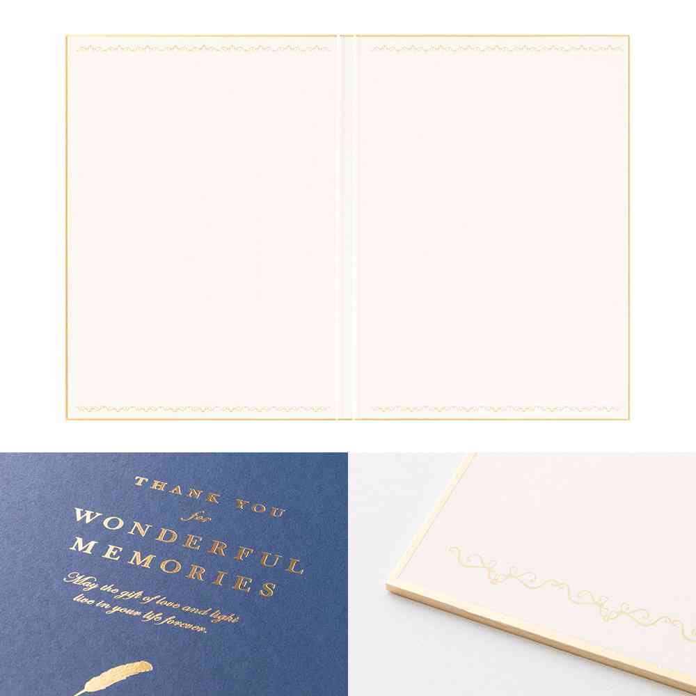 ミドリ カラー色紙<A4> シール付 二つ折り 本型 紺 1個