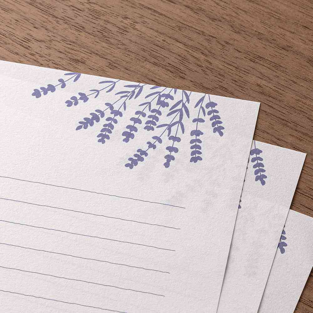 ミドリ レターセット516 箔押封筒 ラベンダー柄 便箋/6枚入、封筒/ 3枚入