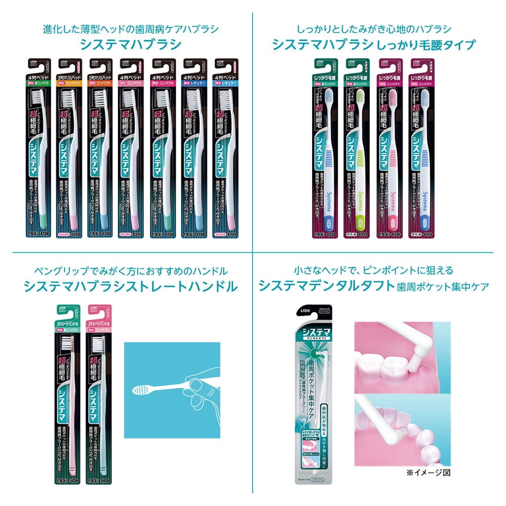 ライオン システマハブラシ 超コンパクト ストレートハンドル ふつう 1本 ○色の選択不可