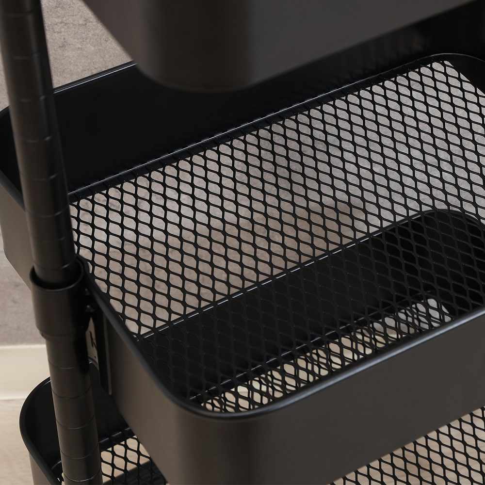 高さが調整できるワゴン マルシェ ブラック 45068 メーカー直送 ▼返品・キャンセル不可【他商品との同時購入不可】