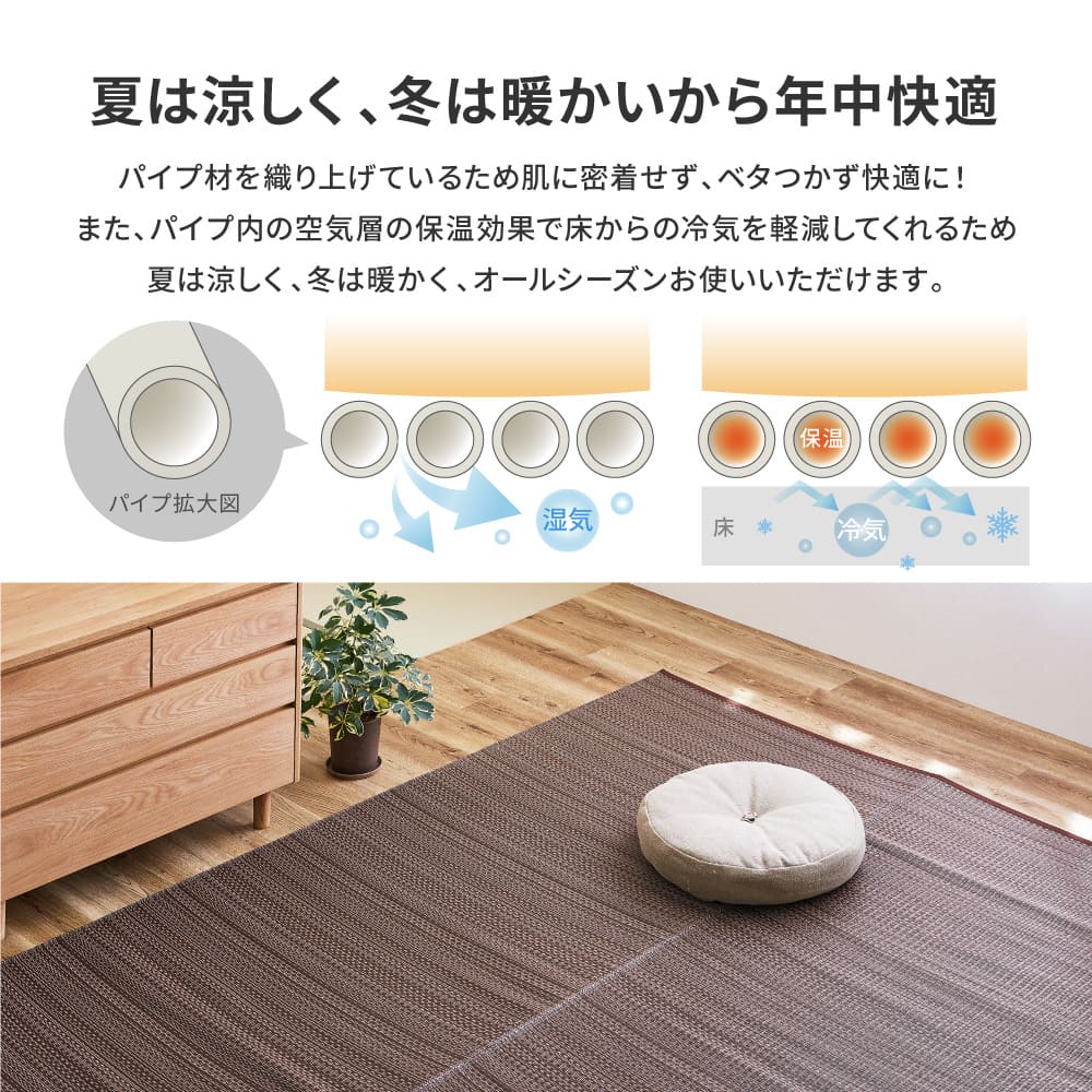 洗えるい草風カーペット ライアン 団地間4.5畳 ブラウン メーカー直送 ▼返品・キャンセル不可【他商品との同時購入不可】