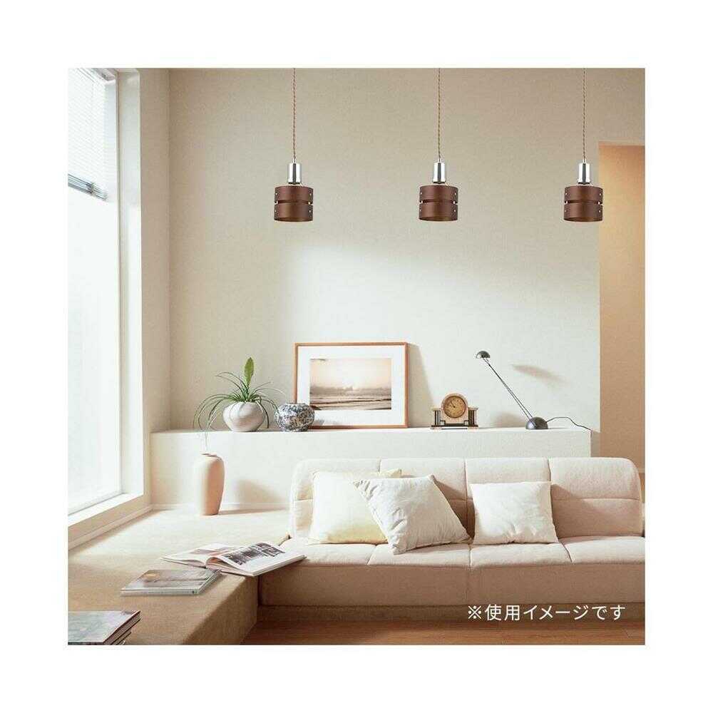 オーム電機 ペンダントライト 木製セード ブラウン ダークブラウン