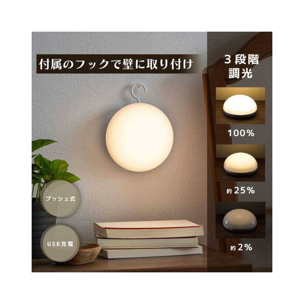 オーム電機 LEDプッシュランプ 1個入 ホワイト