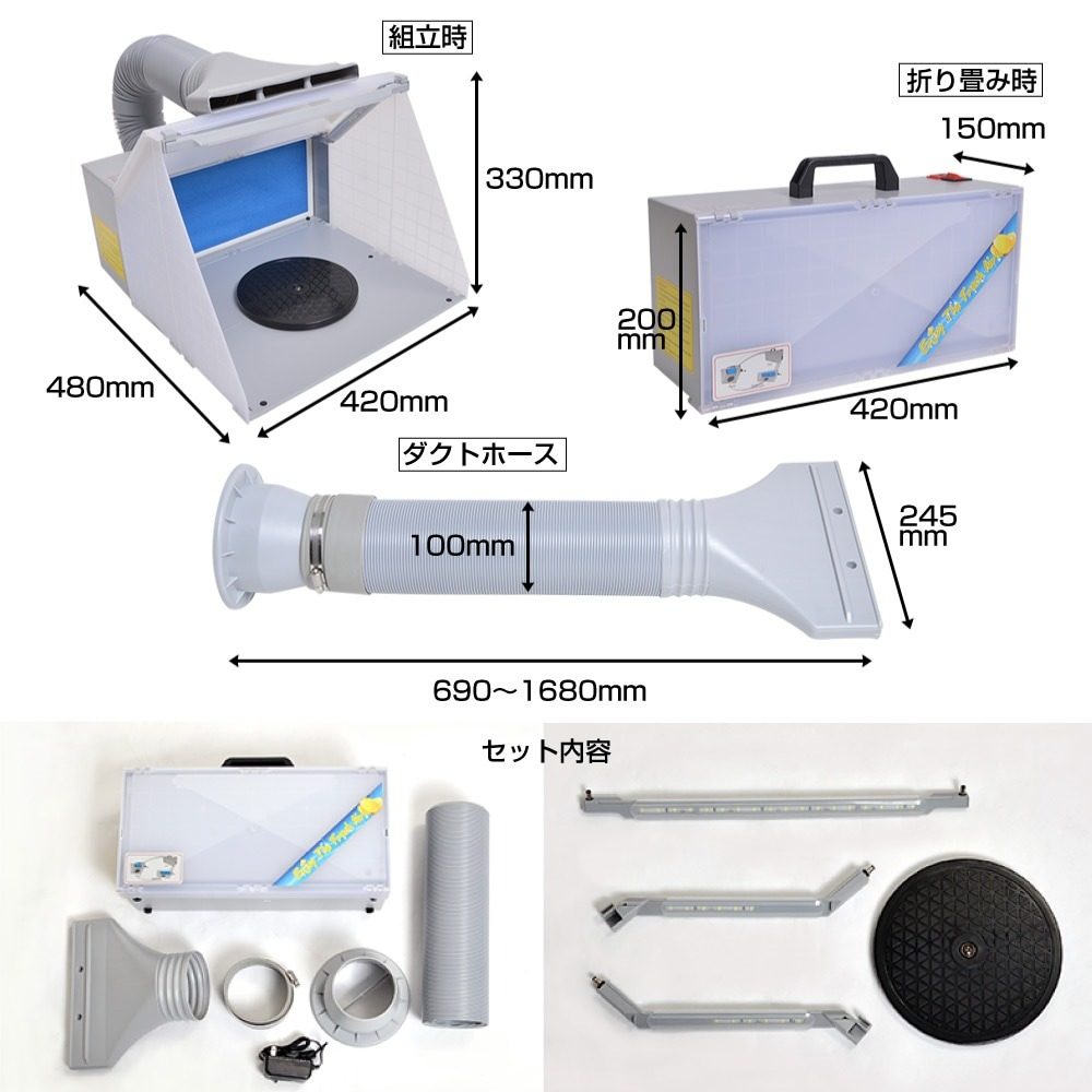 LEDライト付パワフルファン塗装ブース TBTN25HGY メーカー直送▼返品・キャンセル不可【他商品との同時購入不可】