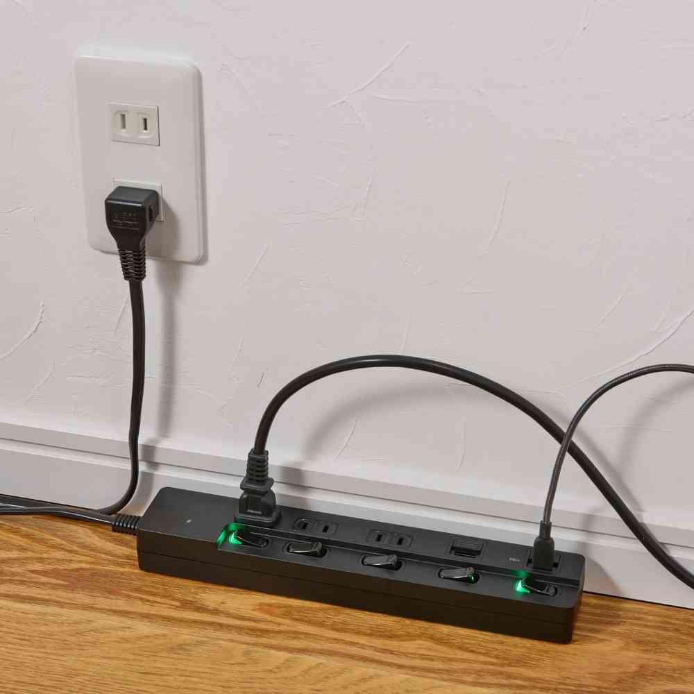 エルパ ELPA SW付USBタップ1m黒 WLK-3221SUC(BK)