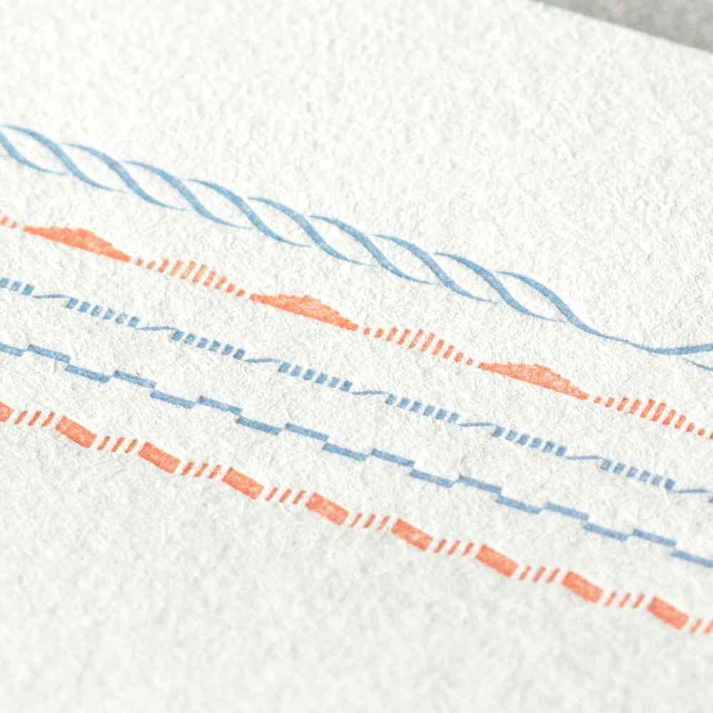 ミドリ レターセット463 活版 フレーム柄 青 便箋/8枚入、封筒/4枚入