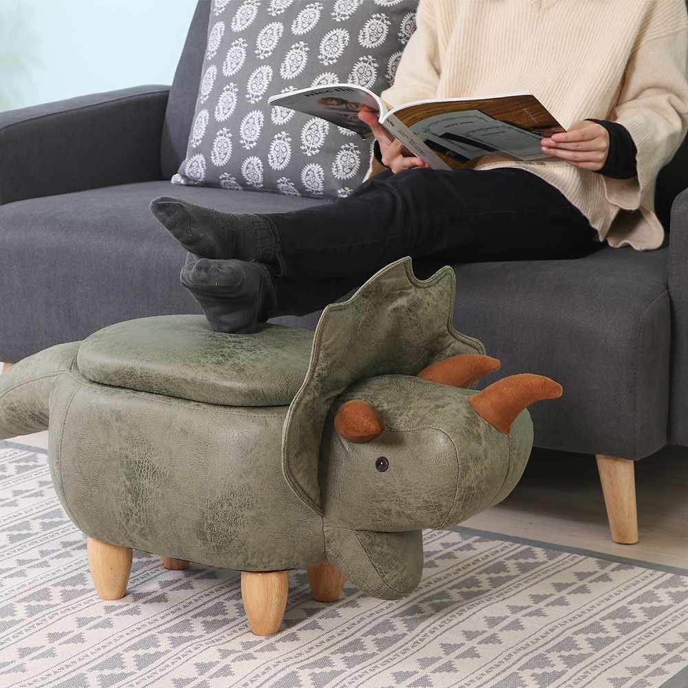 アニマルスツール 収納付き ダイナソー グリーン W960×D430×H540 天然木 綿 収納付き チェア 子供部屋 キッズルーム 不二貿易 インテリア家具 法人様限定 アニマルスツール収納付き ダイナソー グリーン | 家具,椅子 | BISQUE