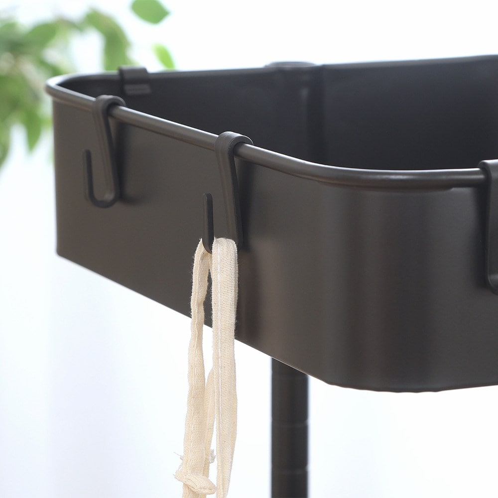 高さが調整できるワゴン マルシェ ブラック 45068 メーカー直送 ▼返品・キャンセル不可【他商品との同時購入不可】