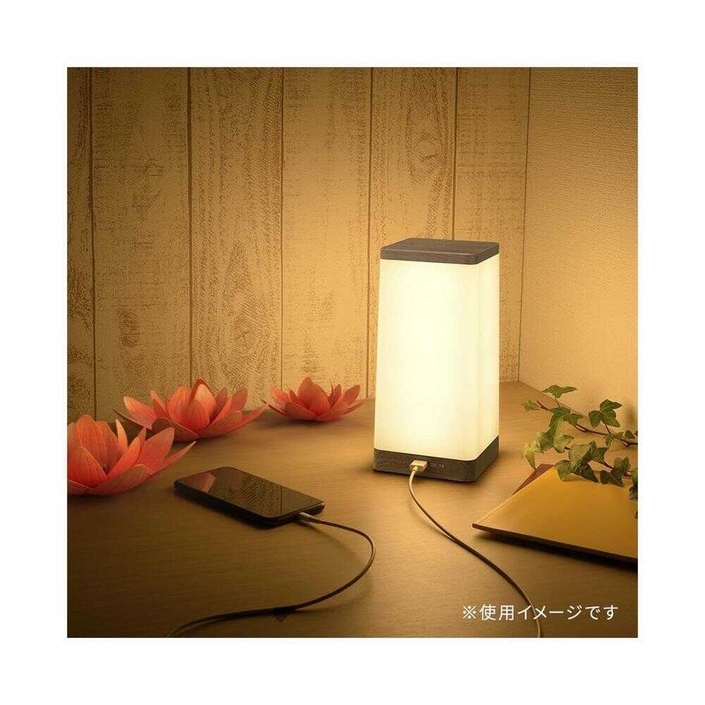 オーム電機 LEDタッチライト 電球色 ダークブラウン