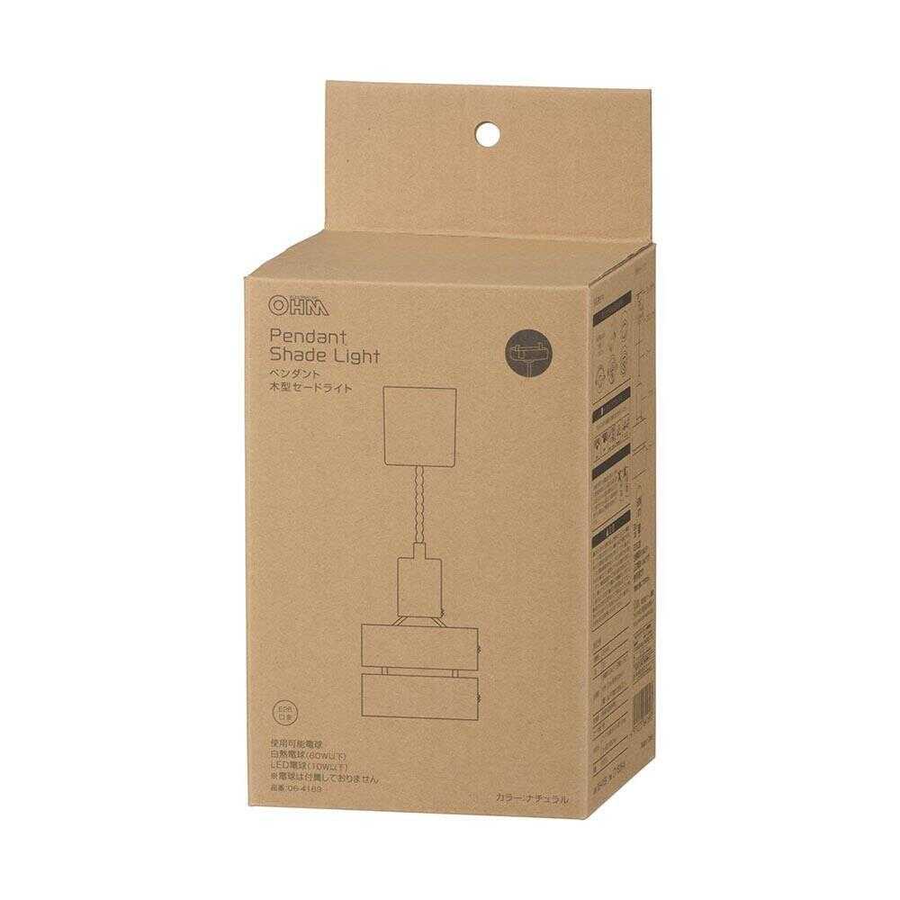 オーム電機 ペンダントライト 木製セード ナチュラル ナチュラル
