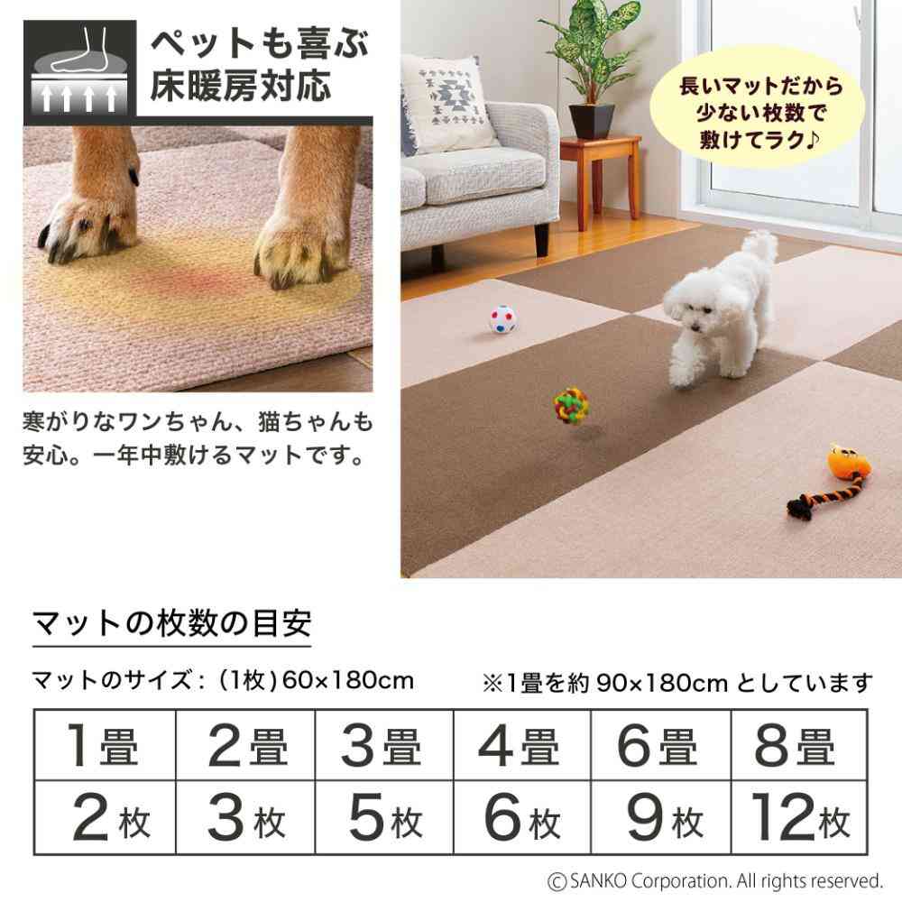 おくだけ吸着 ペット用床保護マット 60×180cm ベージュ メーカー直送▼返品・キャンセル不可【他商品との同時購入不可】