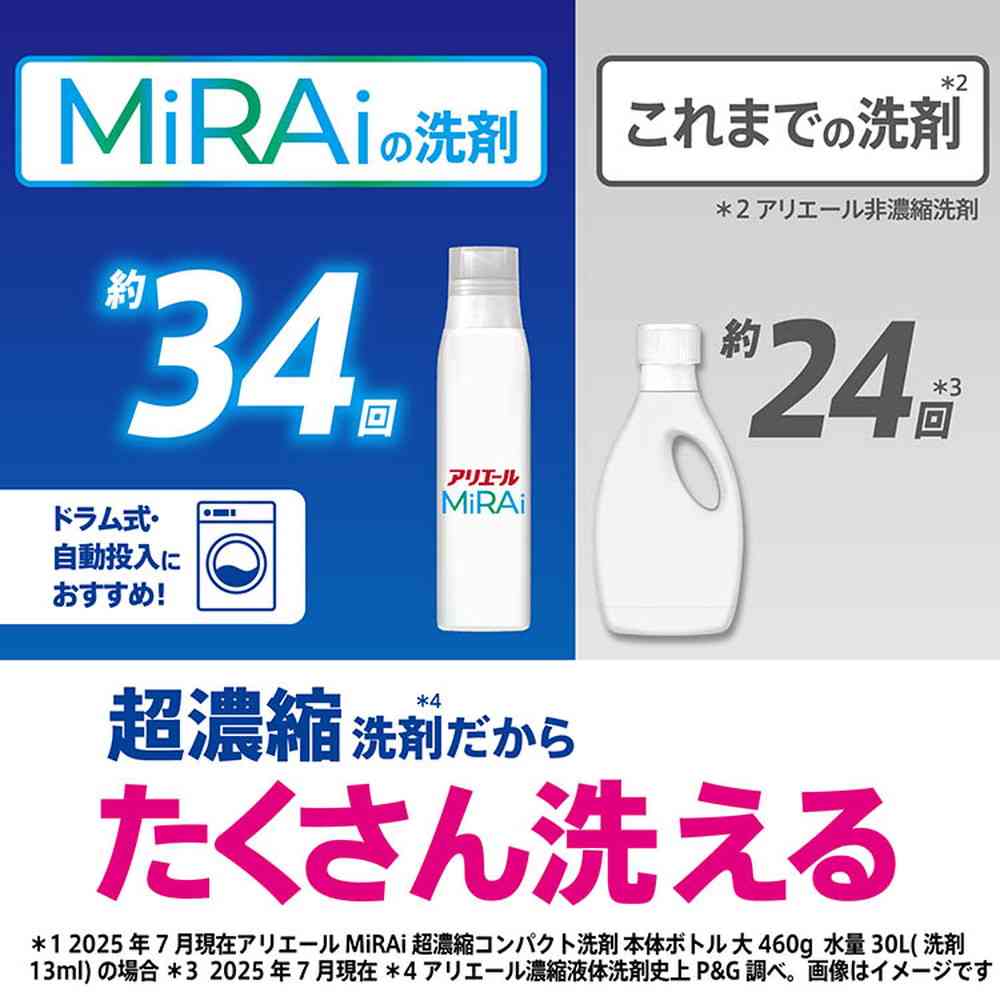 P&G アリエールMiRAi 超濃縮 つめかえ 特大サイズ 480g