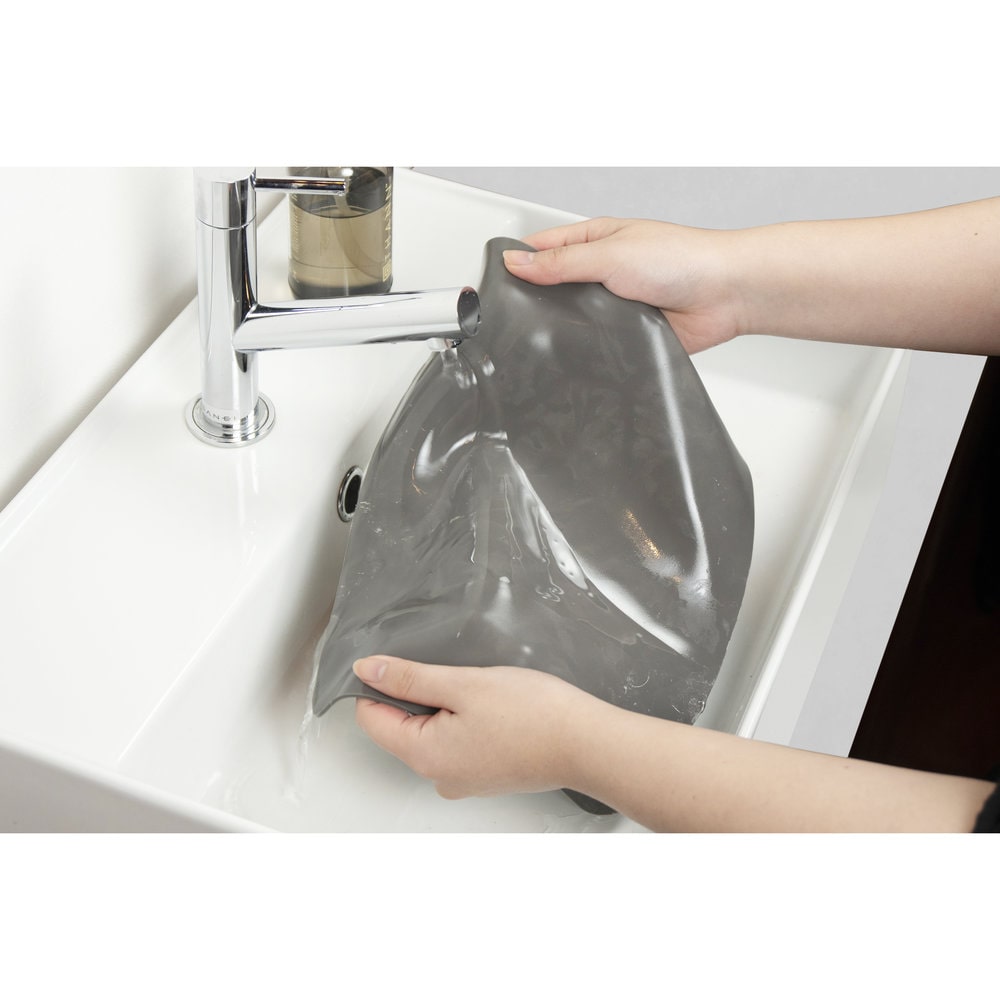 アイオン 超速乾・超吸水 水切りマット&クロス Lサイズ ブラック