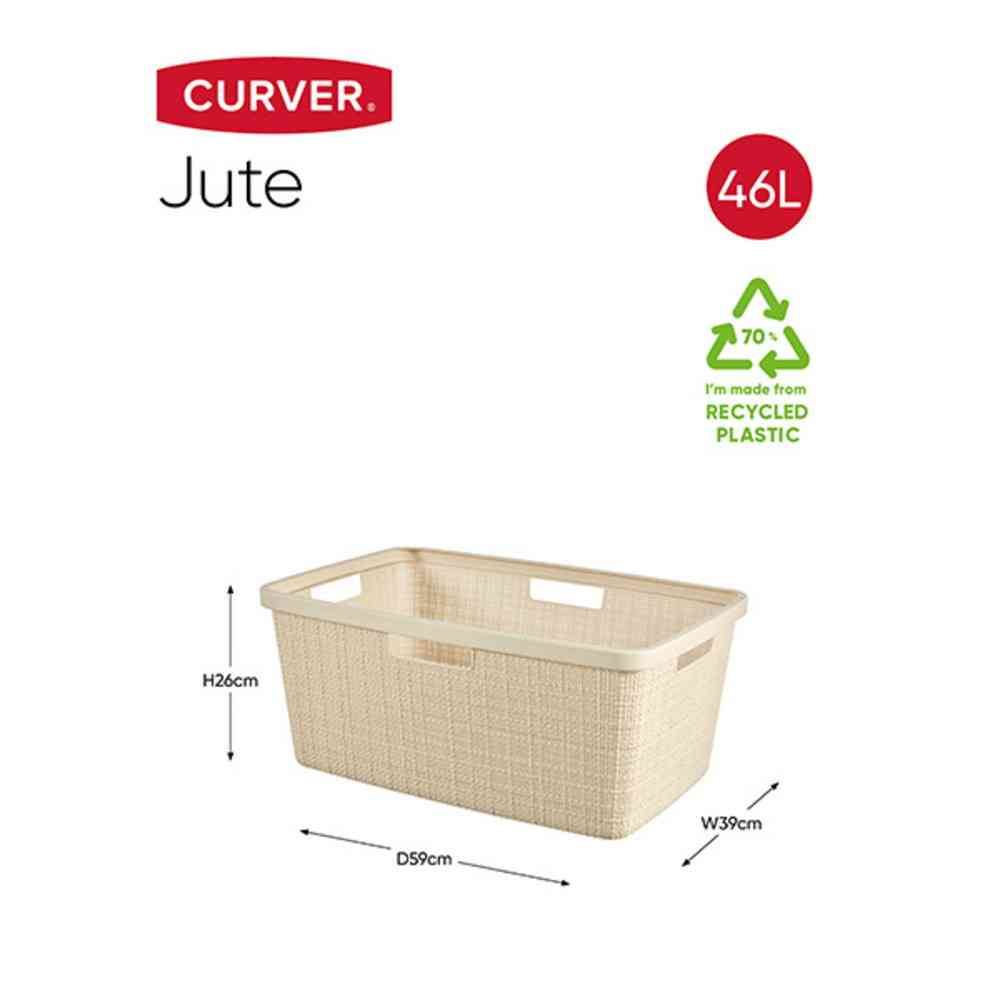 藤栄 Jute(ジュート) ランドリーバスケット 46L ホワイト ホワイト
