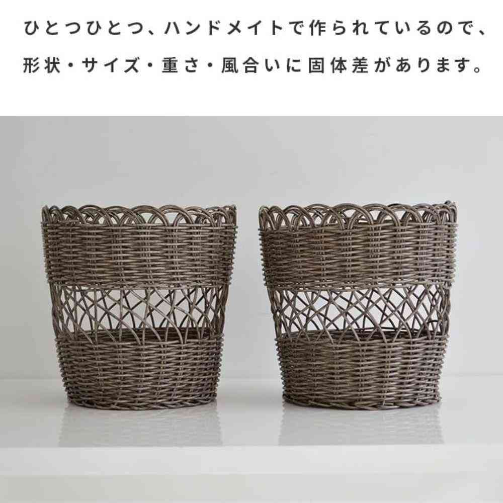 藤栄 PPラタン ラウンド ランドリーバスケット グレー グレー