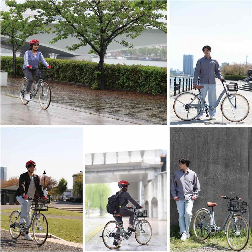 折りたたみシティサイクル 6段変速 オートライト MC509 メーカー直送▼返品・キャンセル不可【他商品との同時購入不可】