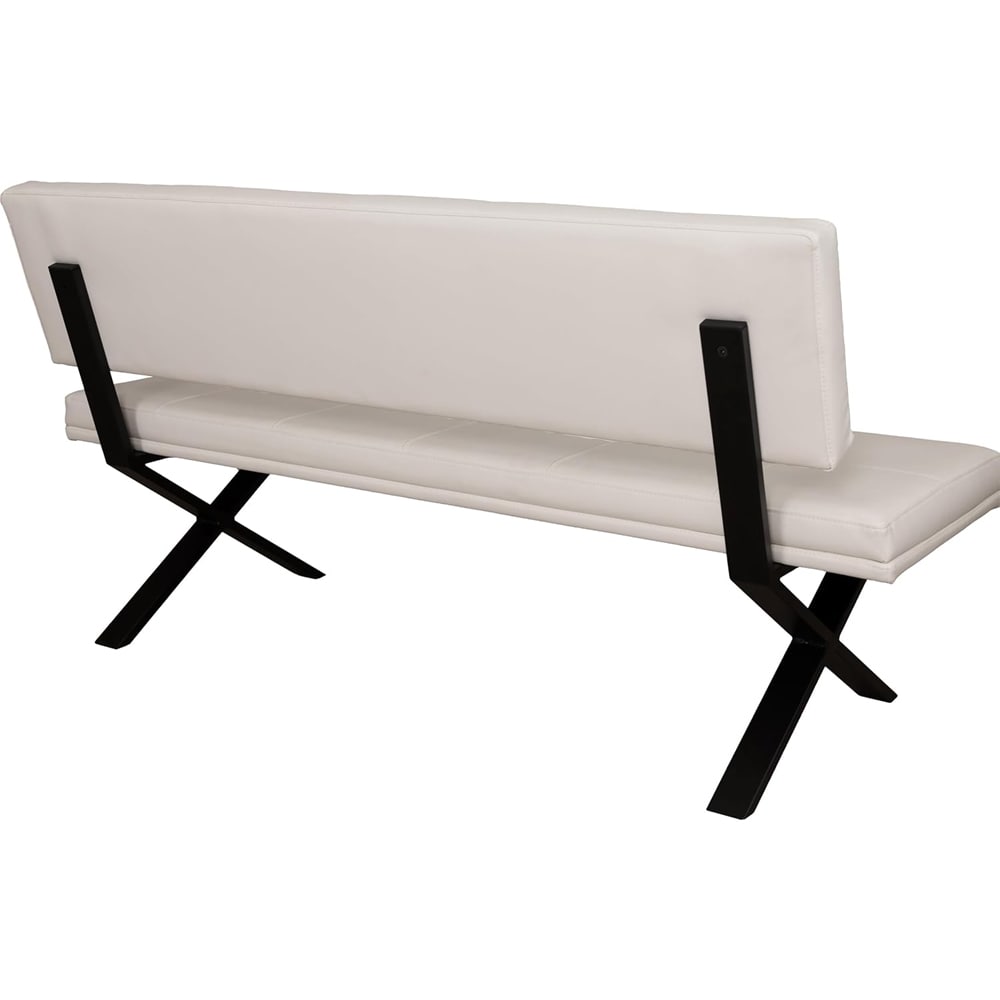 ダイニングベンチ Brescia PVC 背付 ホワイト メーカー直送 ▼返品・キャンセル不可【他商品との同時購入不可】