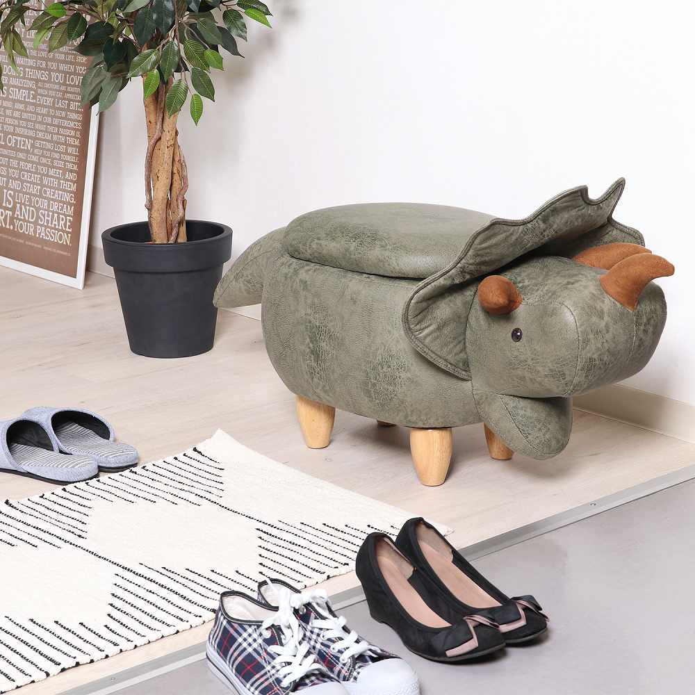 アニマルスツール 収納付き ダイナソー グリーン W960×D430×H540 天然木 綿 収納付き チェア 子供部屋 キッズルーム 不二貿易 インテリア家具 法人様限定 アニマルスツール収納付き ダイナソー グリーン | 家具,椅子 | BISQUE