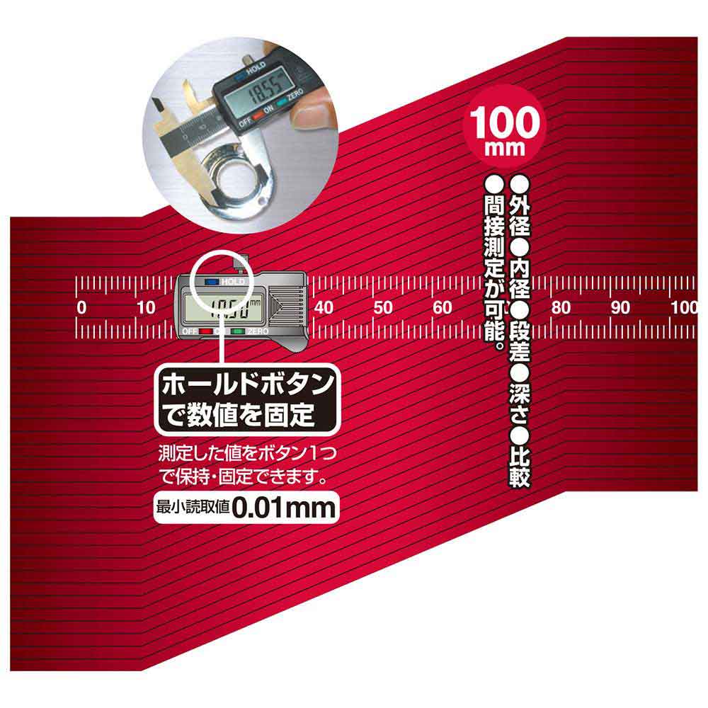 デジタルノギス 100mm SDV-100 メーカー直送 ▼返品・キャンセル不可【他商品との同時購入不可】