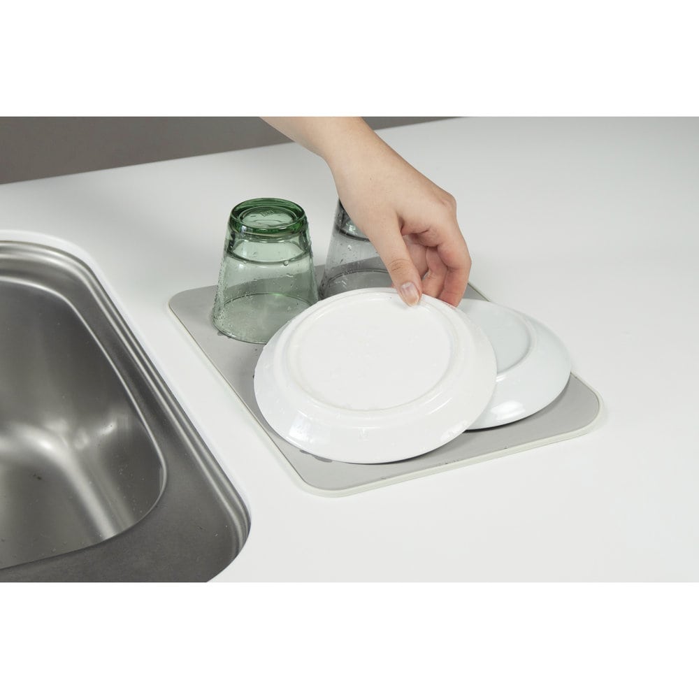 アイオン 超速乾・超吸水 水切りマット&クロス Lサイズ ブラック