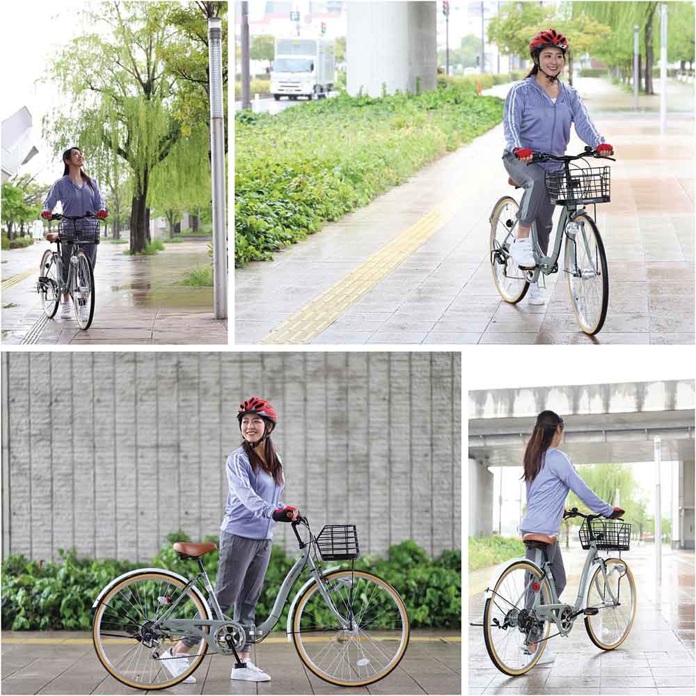 折りたたみシティサイクル 6段変速 オートライト MC509 メーカー直送▼返品・キャンセル不可【他商品との同時購入不可】