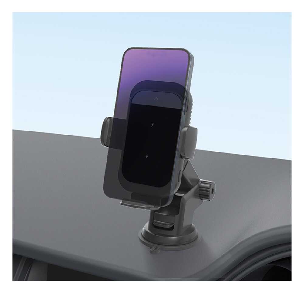 カシムラ 冷却機能付 自動開閉式 ワイヤレス充電ホルダー 吸盤取付 KW51 ブラック