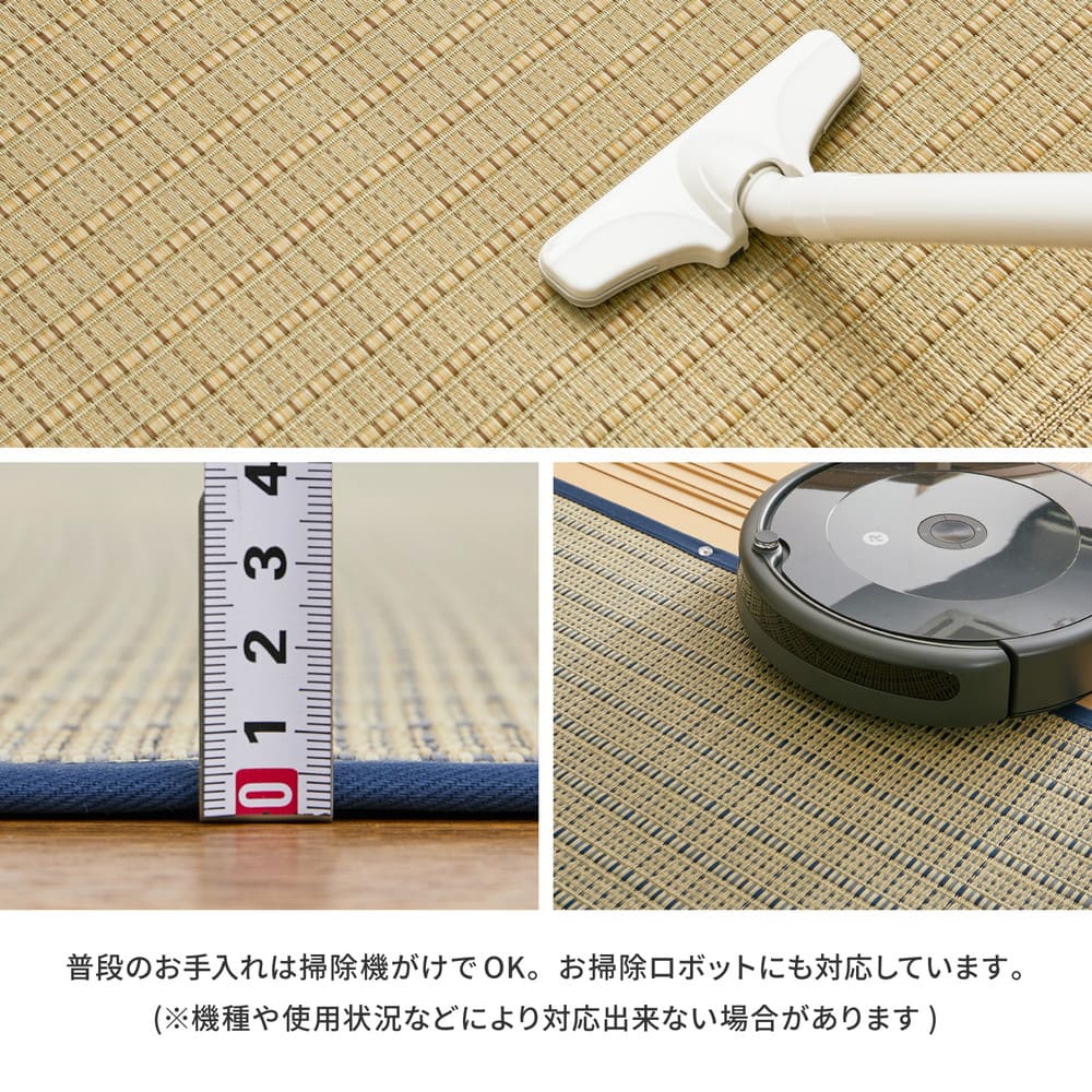 国産い草カーペット 清涼 江戸間8畳 ブルー メーカー直送 ▼返品・キャンセル不可【他商品との同時購入不可】