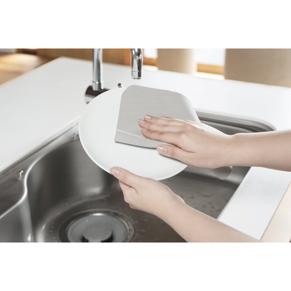 アイオン 超速乾・超吸水 水切りマット&クロス Lサイズ ブラック