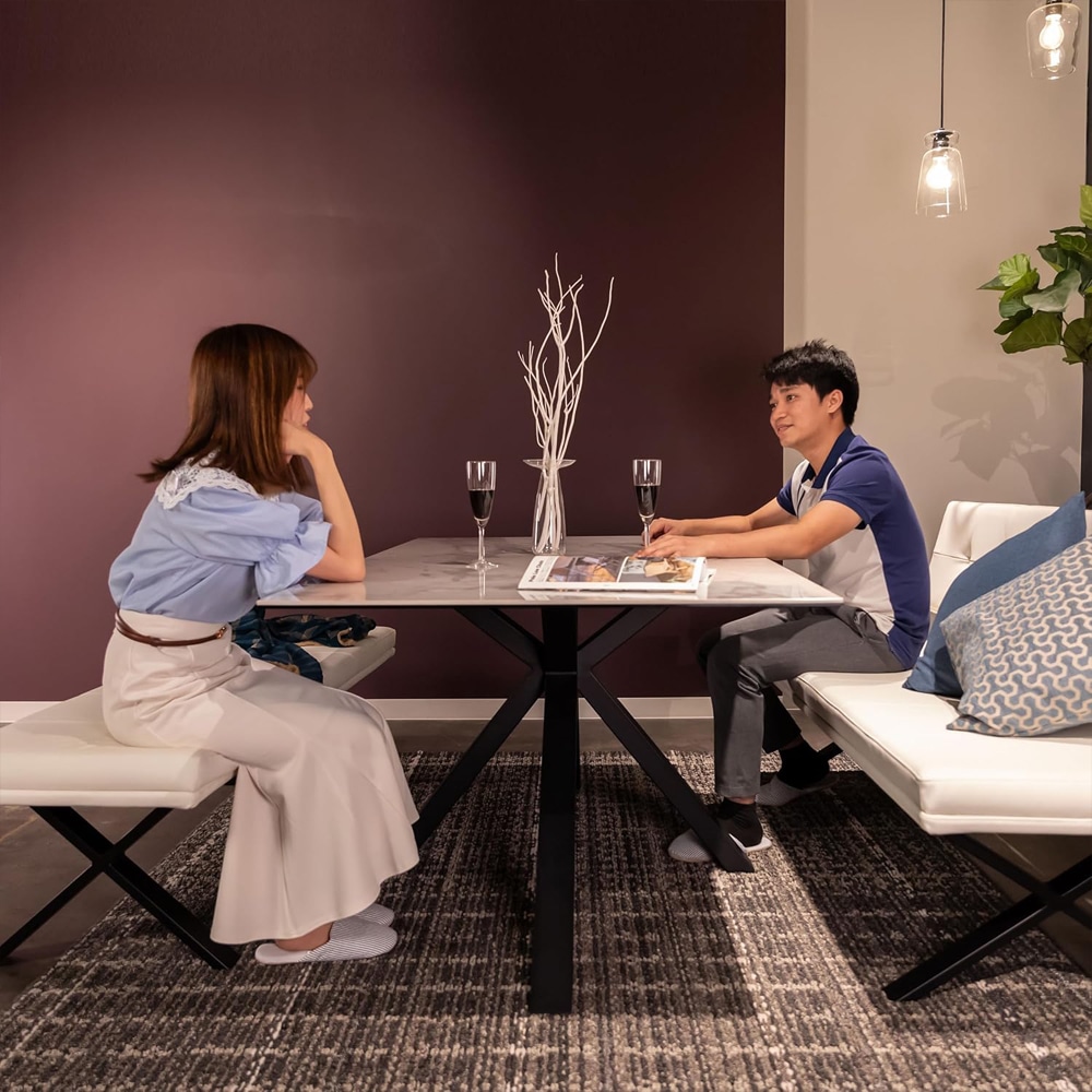 ダイニングベンチ Brescia PVC 背付 ホワイト メーカー直送 ▼返品・キャンセル不可【他商品との同時購入不可】