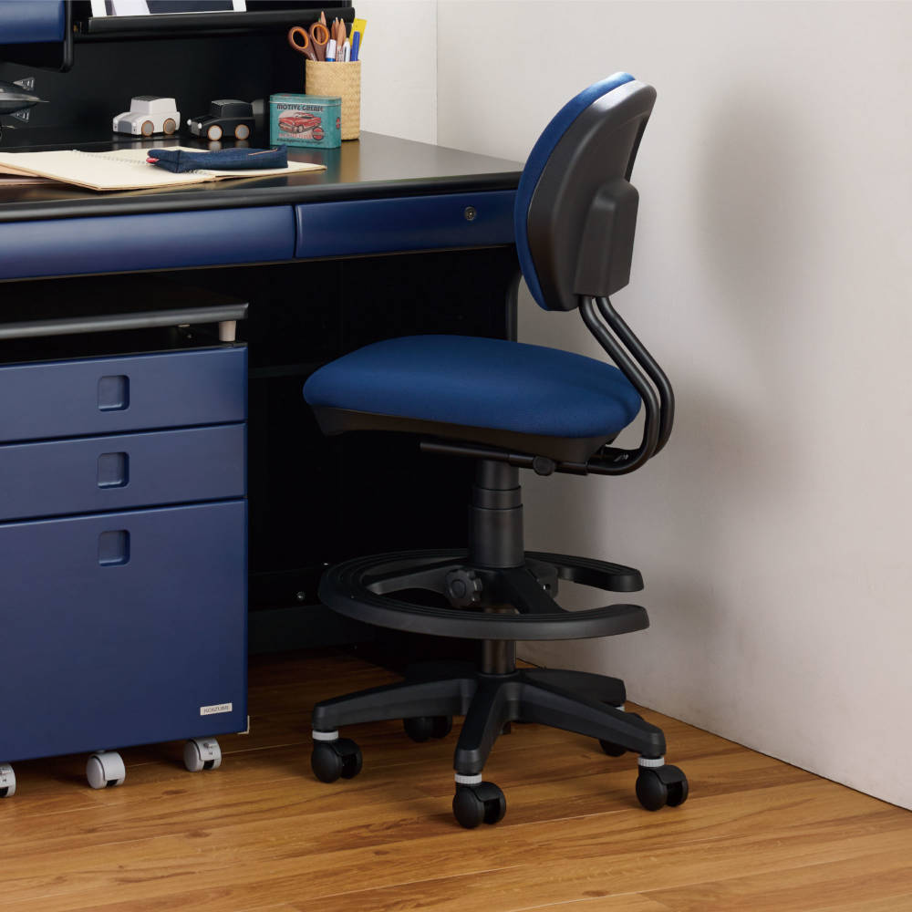 ジャストフィットチェア ネイビーブルー 回転チェア ファブリック メーカー直送 ▼返品・キャンセル不可【他商品との同時購入不可】
