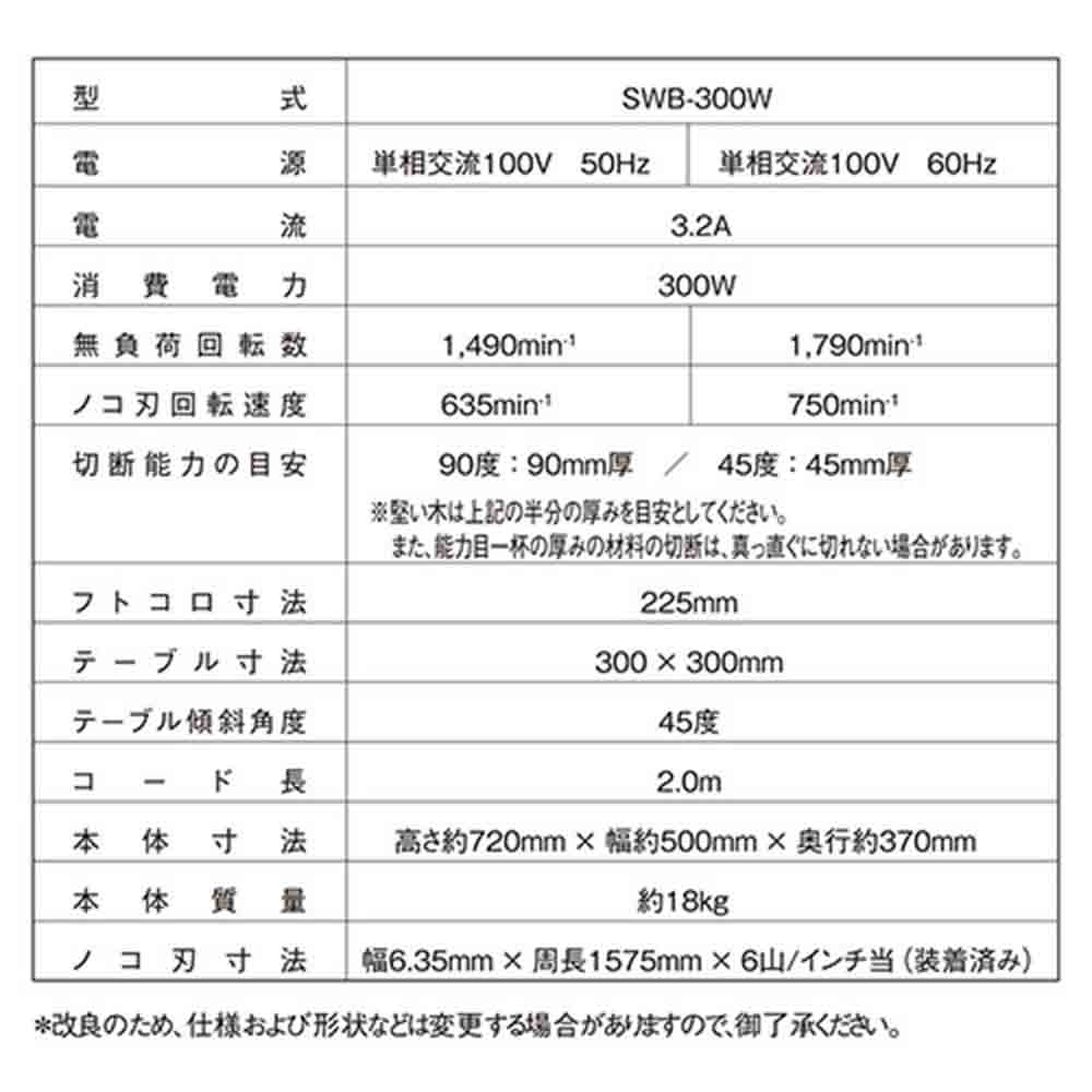 木工用バンドソー SWB-300W メーカー直送 ▼返品・キャンセル不可【他商品との同時購入不可】