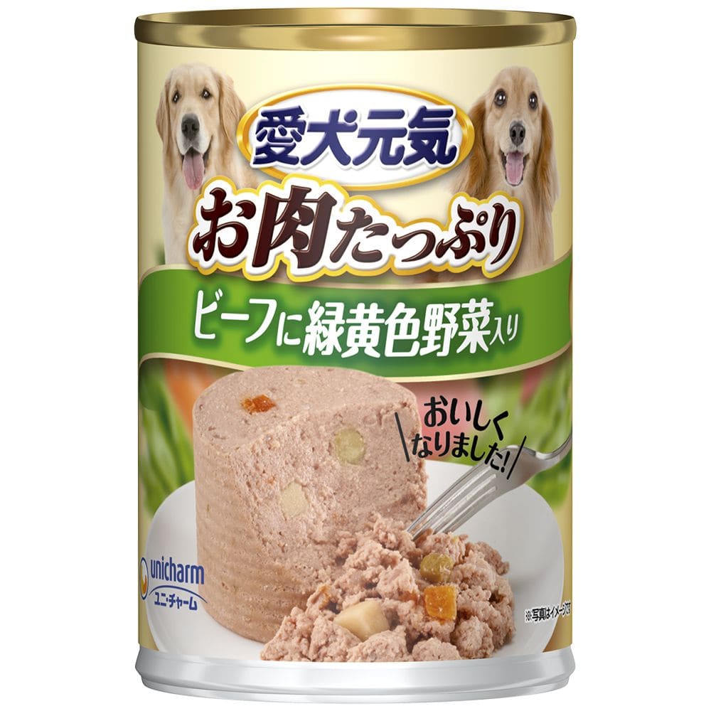 愛犬元気缶 ビーフ&緑黄色野菜入り 375G
