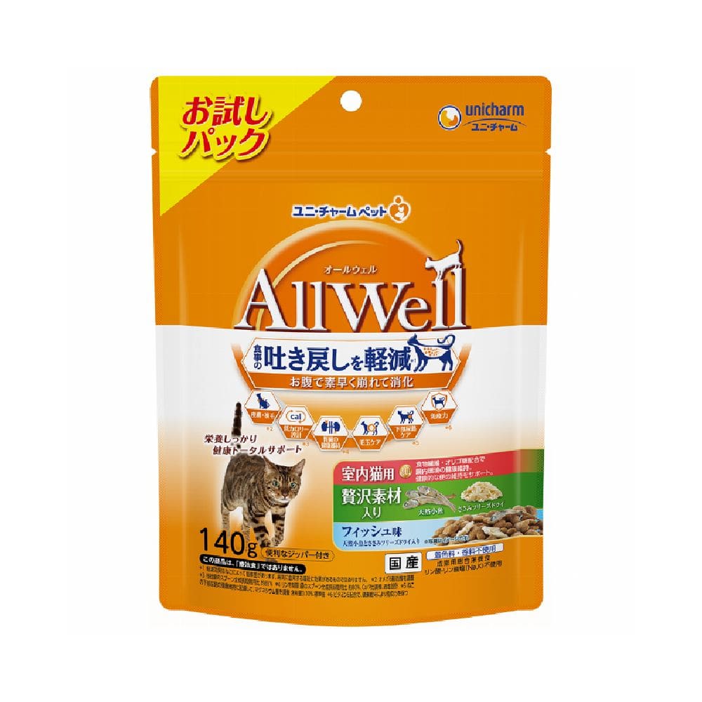 ユニ・チャーム AllWell 室内贅沢F味魚小魚ささみFD 140g