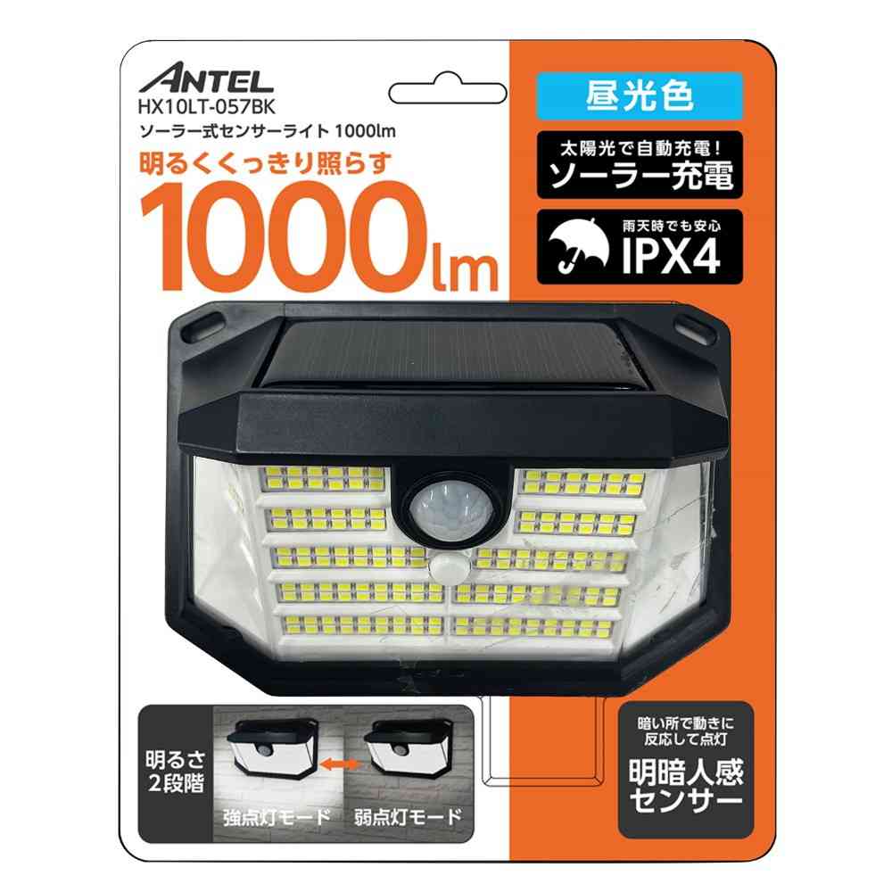 ワイ・エス・エヌ Y・S・N ソーラー式センサーライト1000lm HX10LT-057BK