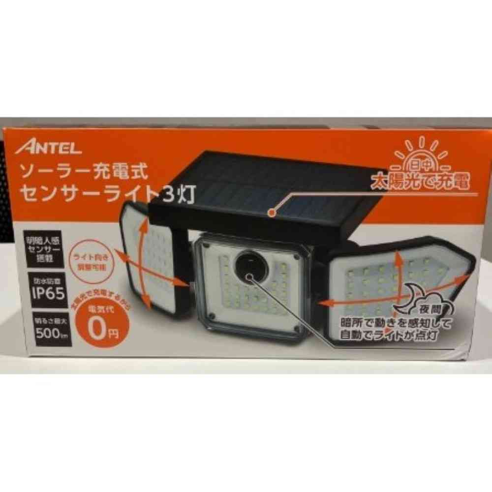 ワイ・エス・エヌ Y・S・N ソーラー式センサーライト3灯 HX10LT-058BK