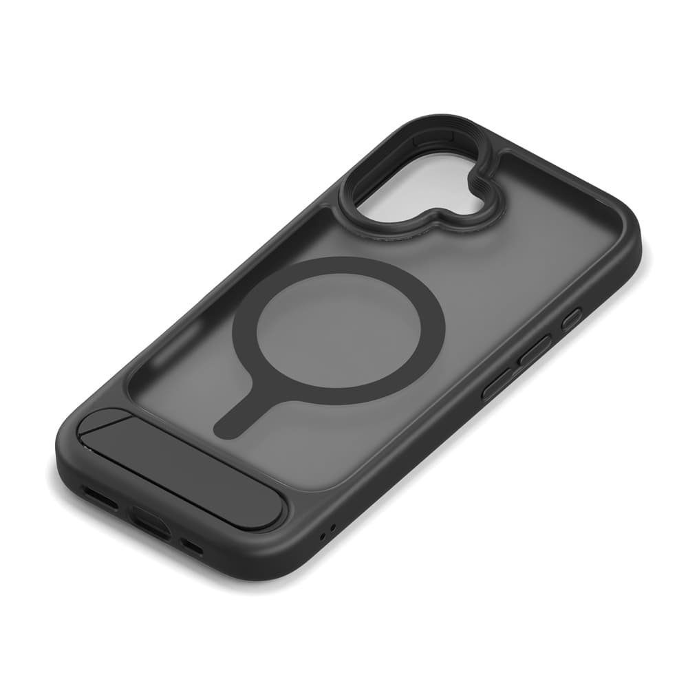 PGA iPhone 17用 MagSafe対応 スタンド付ハイブリッドケース ブラック PG-25AMH05BK 45g