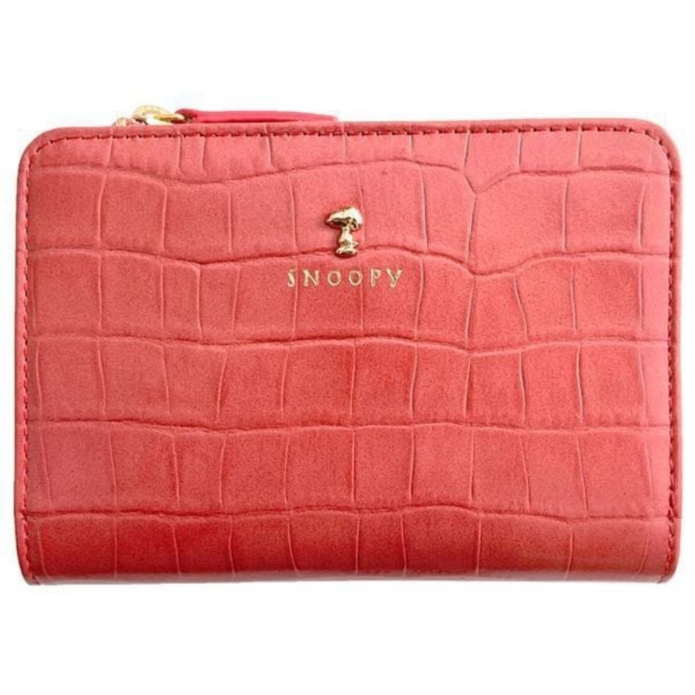 スヌーピーLC クロコ スリム二つ折 コーラル SN0125 メーカー直送 ▼返品・キャンセル不可【他商品との同時購入不可】