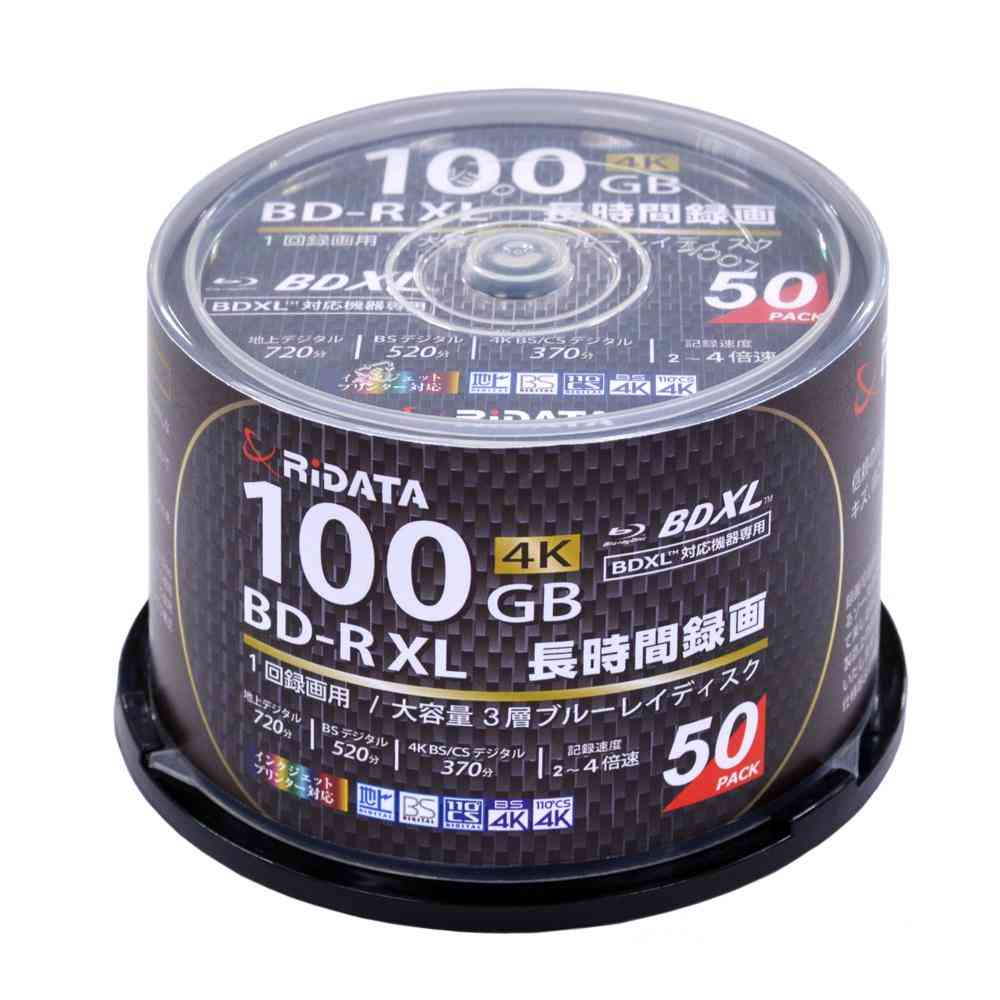 アールアイジャパン RiDATA 1回録画用 片面3層 2-4倍速 BD-R XL 100GB ブルーレイディスク 50枚