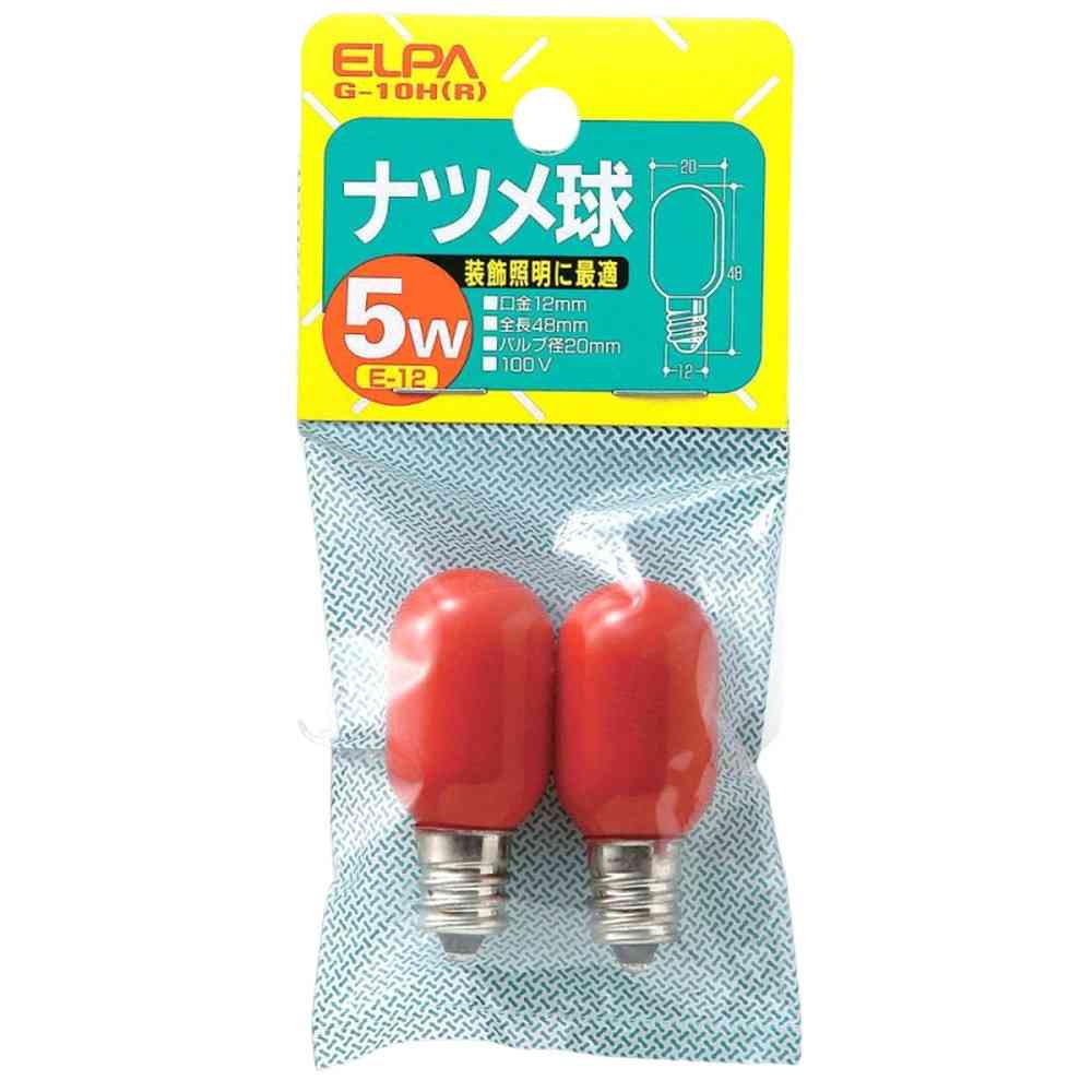 エルパ ELPA カラーナツメ球 5W 赤 E12 G-10H(R) 2個入