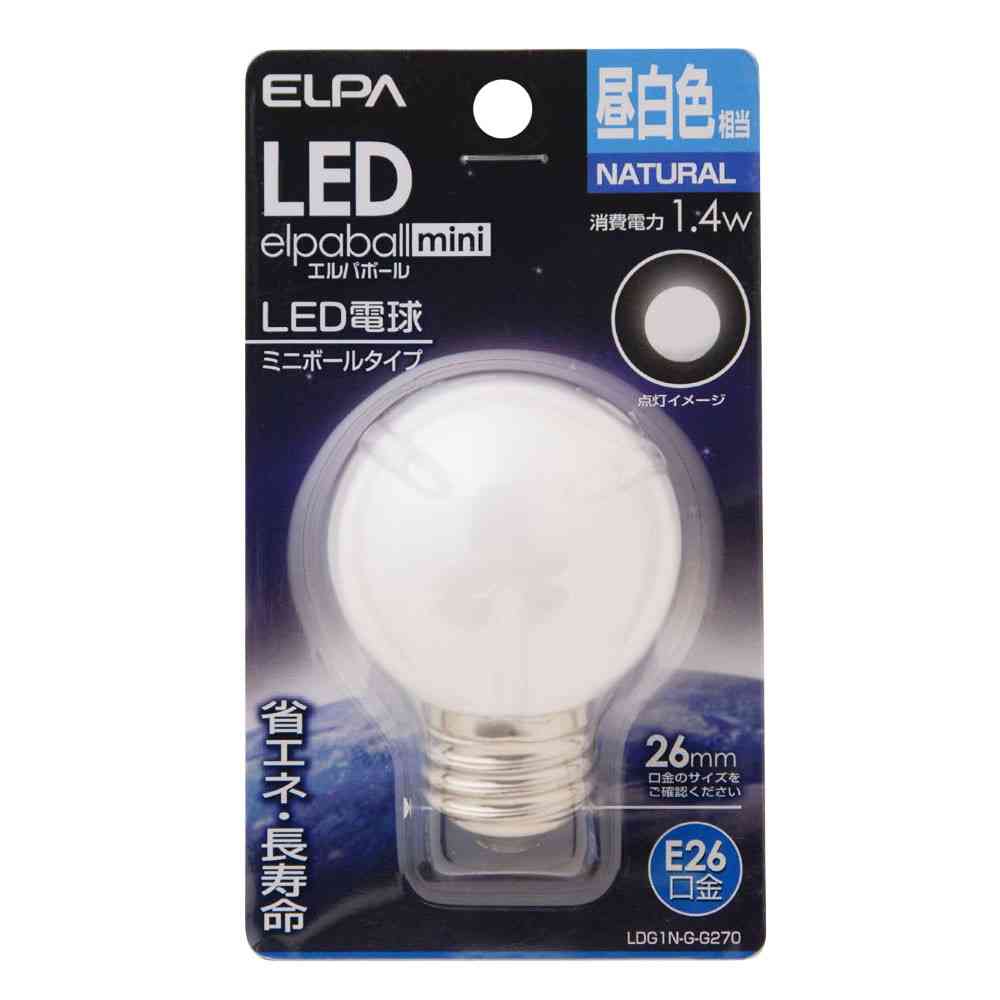 エルパ ELPA LED装飾電球 G50形 長寿命 省エネ E26 LDG1N-G-G270