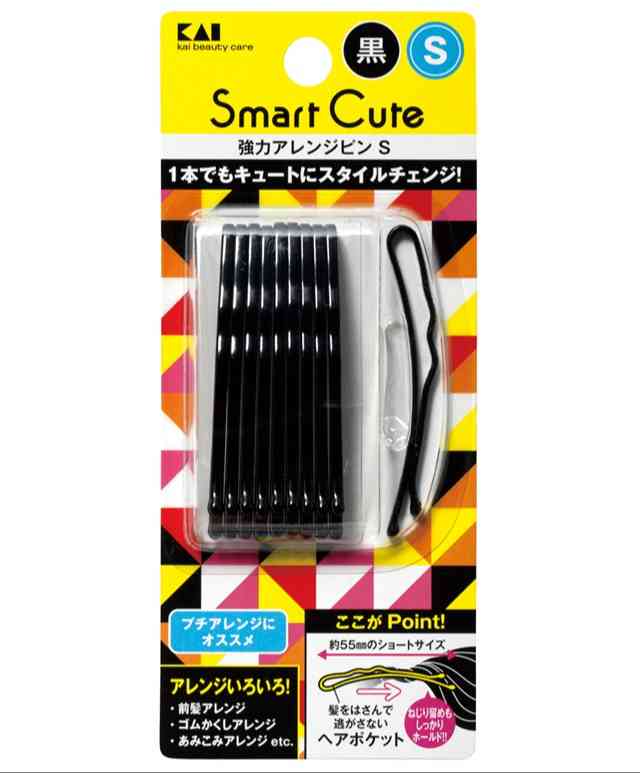 貝印 HC3318 スマートキュート 強力アレンジピンS(黒) 10本入