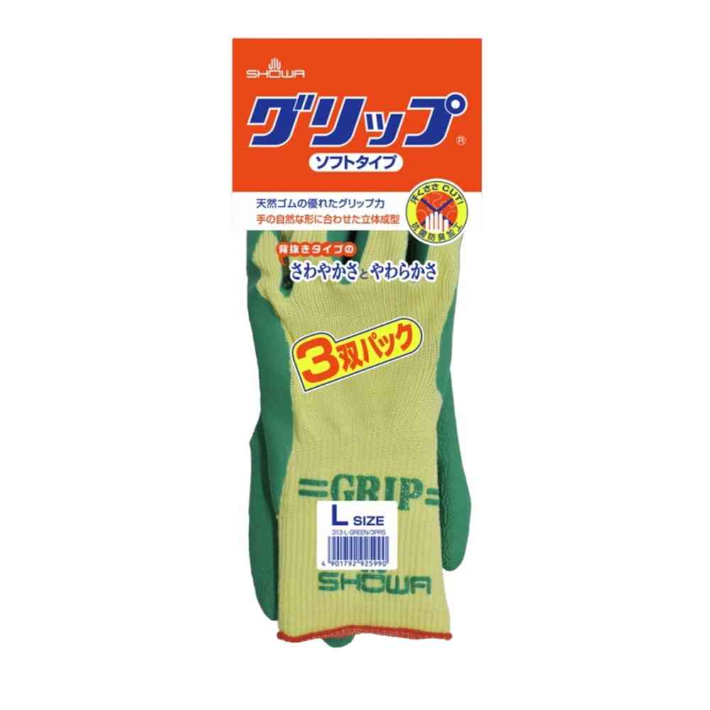 ショーワグローブ #313 グリップ(ソフトタイプ)L グリーン グリーン