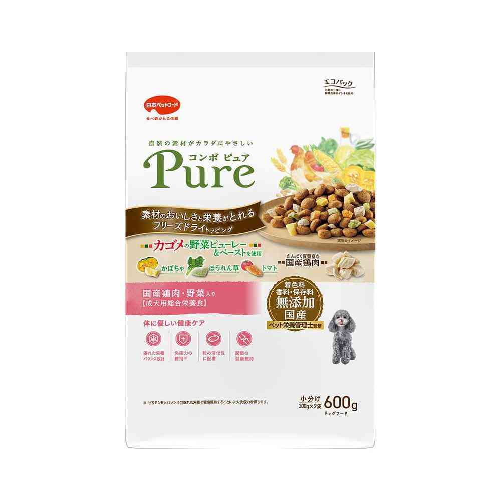 日本ペットフード コンボ ピュア ドッグ 国産鶏肉・野菜入り 600g(300gx2)