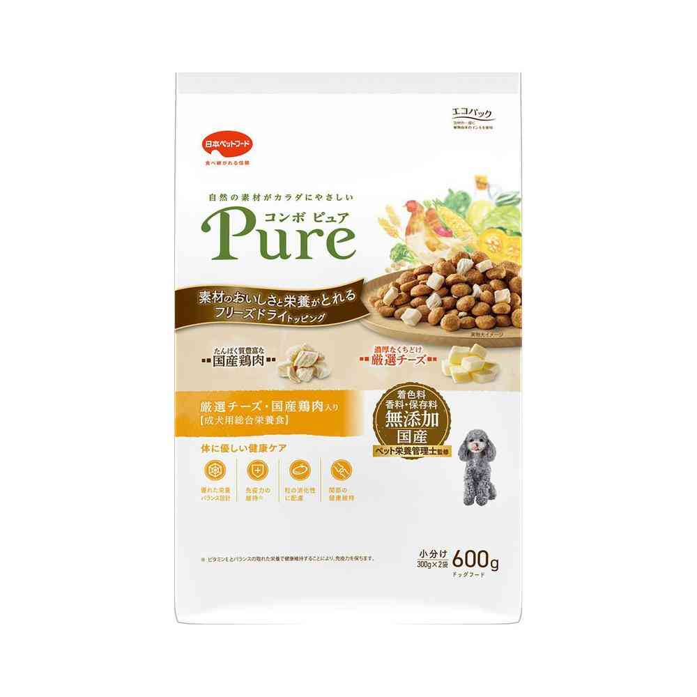 日本ペットフード コンボ ピュア ドッグ 厳選チーズ・国産鶏肉入り 600g(300gx2)