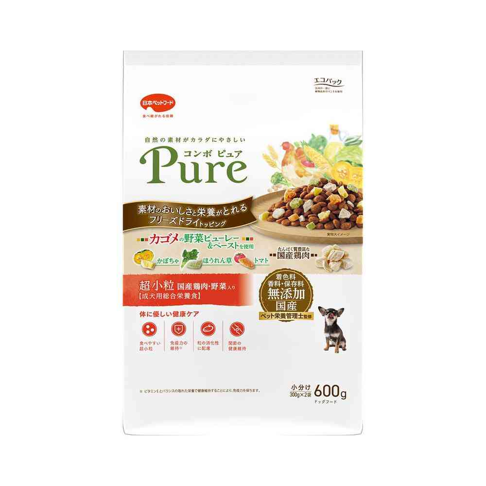 日本ペットフード コンボ ピュア ドッグ 超小粒 国産鶏肉・野菜入り 600g(300gx2)