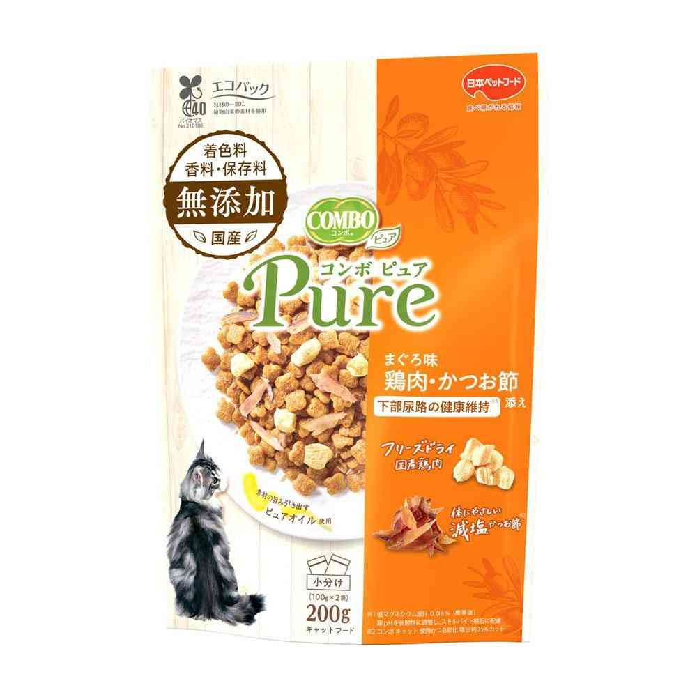 日本ペットフード コンボ ピュア キャット まぐろ味・鶏肉・かつお節添え 200g(100g×2袋)