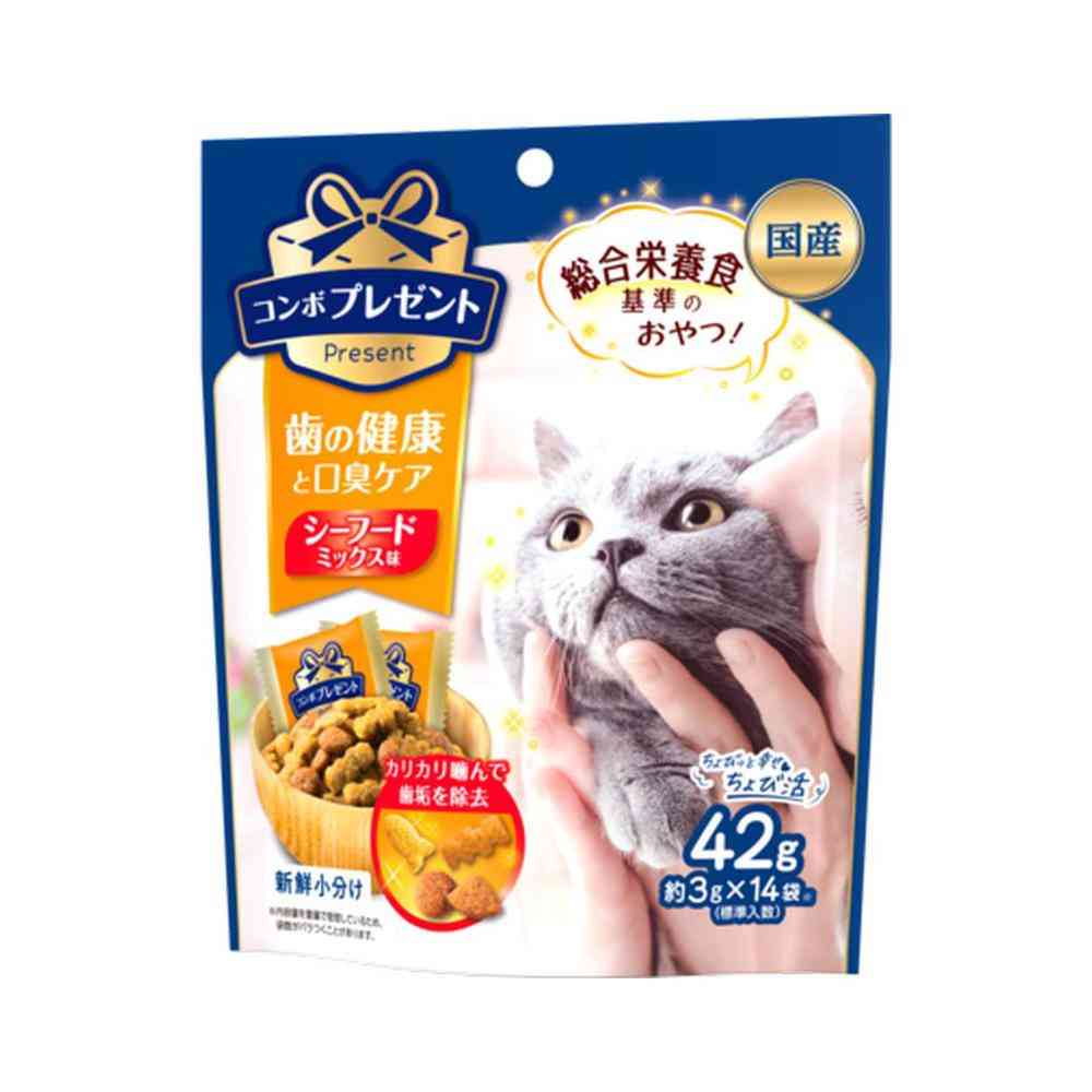 日本ペットフード コンボ プレゼント キャット 歯の健康と口臭ケア シーフードミックス 42g(3gx14)