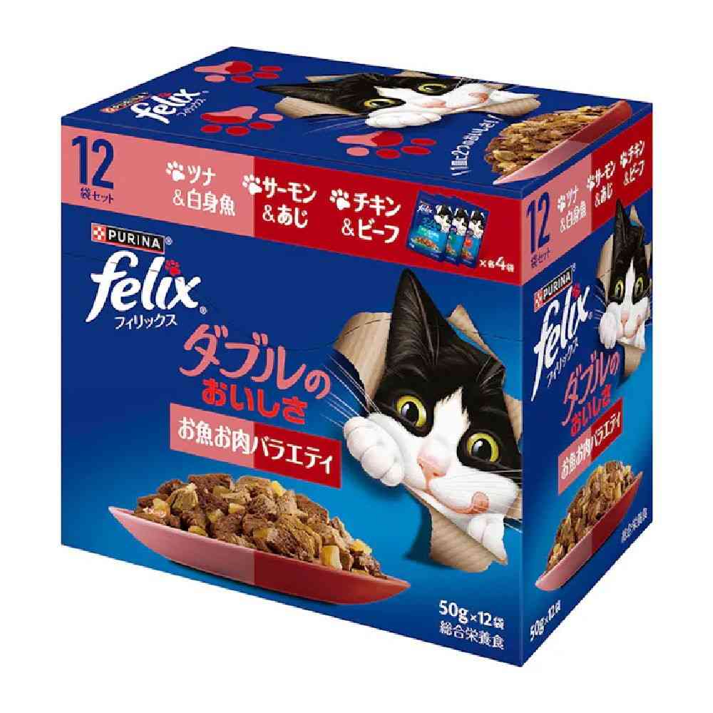 ピュリナフィリックスパウチ 12Pダブルのおいしさお魚お肉バラエティ 600g