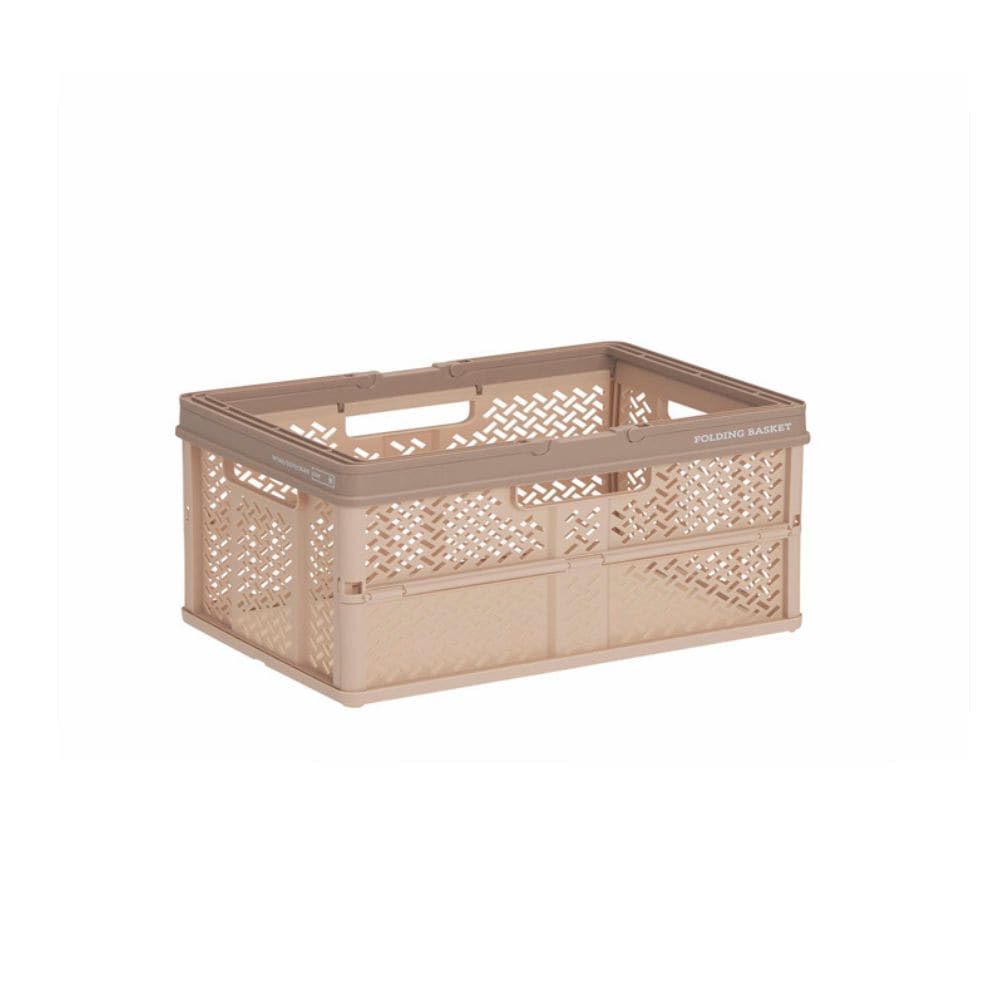 天馬 折りたたみバスケットハンドル付きM ベージュ ベージュ 幅39×奥27×高26cm